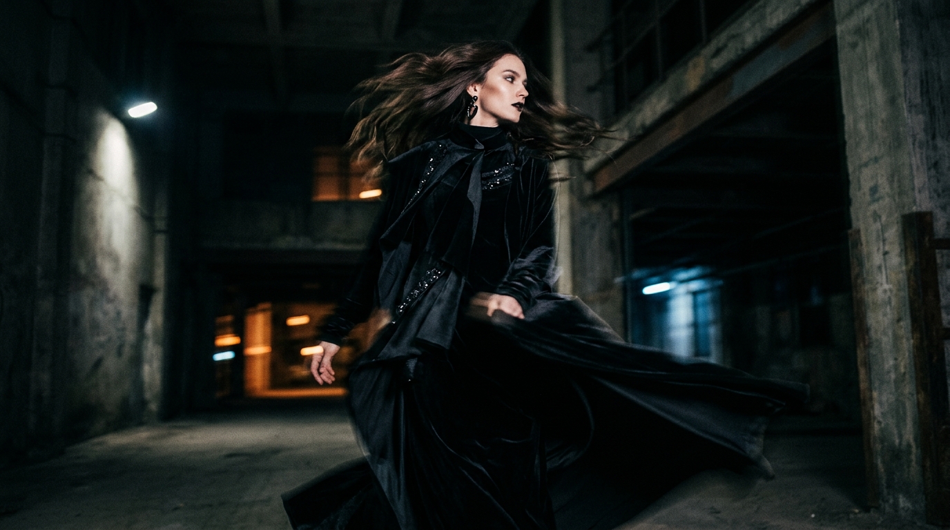 Dramatic Dark Fashion Model